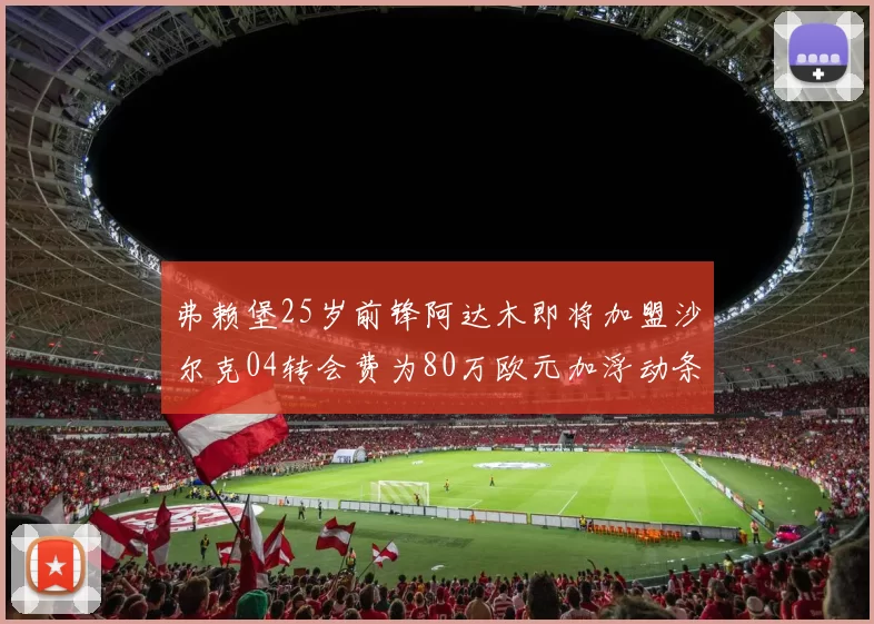 弗赖堡25岁前锋阿达木即将加盟沙尔克04转会费为80万欧元加浮动条件